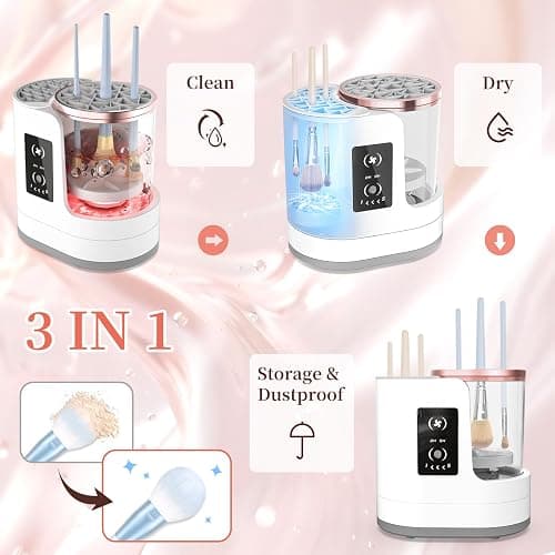 LARDERGO Makeup Brush Cleaner Machine, Ultimate Efficient Electric Automatic Cleaner and Dryer for All Types of Makeup Brushes thumbnail 2
