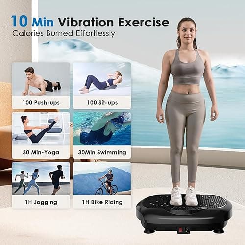 Natini Vibration Plate Exercise Machine - Whole Body Workout Vibration Platform Lymphatic Drainage Machine for Weight Loss Home Fitness with Resistance Bands Remote thumbnail 5