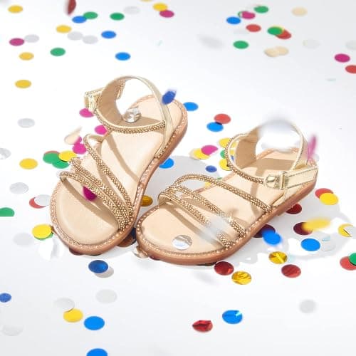 PHIRAMIN Toddler Girl Sandals - Flower Girl Dress Shoes Open Toe Little Kid Summer Flats thumbnail 3