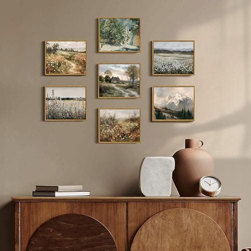 OIQArtOIQ Framed Canvas Wall Art,Vintage Decor,Landscape Nature Country Wildflower Paintings Farmhouse Pictures Modern Artwork Rustic Fall Flower Prints Cottagecore Office Living Room Bedroom Bathroom thumbnail 4