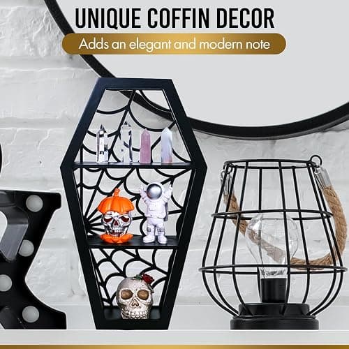 CEFLITECO Spider Web Coffin Shelf - Vintage Haloowen Decor for Bathroom and Kitchen - Gothic Furniture for Countertop Stand - Goth Accessories Spooky Wall Decor - Witchy Gifts for Women thumbnail 4