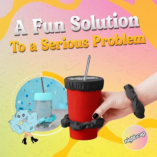 Nightcap The Original Drink Cover Scrunchie – As Seen On Shark Tank And TikTok - Reusable - Wear On Wrist Or In Hair, Prevent Drink Spiking - Sanitary Pocket Keeps Cover Clean thumbnail 7