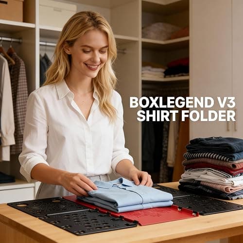 BoxLegend Version 3 Shirt Folding Board t Shirts Clothes Folder Durable Plastic Folding Helper Easy and Fast Folding Boards for Adults and Children, Black and Red thumbnail 3