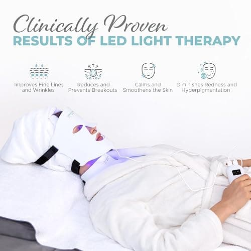 Nourished Bodynskin LED Light Therapy Face & Neck Mask - Facial Skin Care Device - 7 Colors Red & Blue - Rejuvenation, Anti-aging Product for Wrinkles thumbnail 6