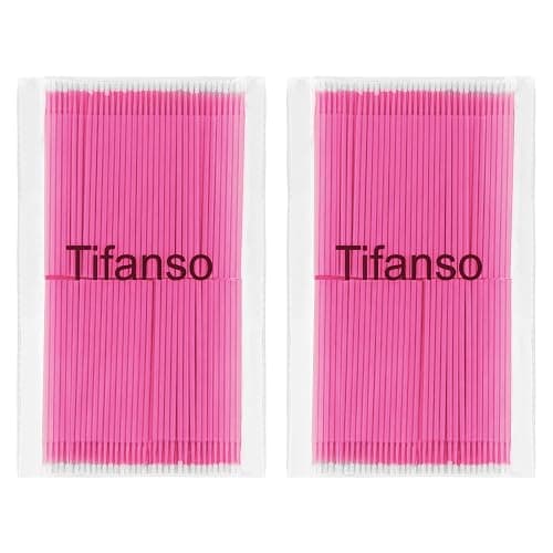 tifanso 400PCS Micro Cotton Swabs, Disposable Eyelash Microswabs for Eyelash Extensions, Lash Brush Applicators Pink(Head Diameter: 2.0mm) thumbnail 3