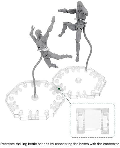 NovaViva Flexible Assembled Action Figure Stand,Action Figure Display Holder Stand Base,Compatible with HG RG SD SHF Gundam 1/144 Toy,Doll Model Support Stand (4 Pack Clear) thumbnail 6