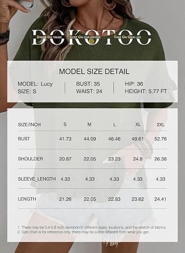 Dokotoo Women’s Short Sleeve Sweaters Tops Oversized Summer Casual Ruffled Hem Knit Pullover Cute Solid Color Crochet Blouses thumbnail 6