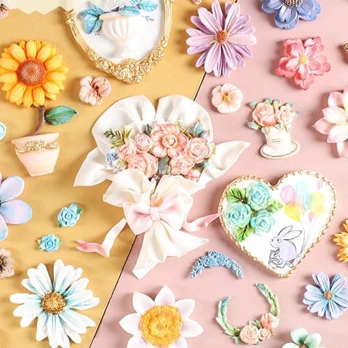 KALAIEN 3Pcs Flower Fondant Cake Mold Daisy,Rose Flower,Small Floral for Chocolate Fondant Polymer Clay Soap thumbnail 2