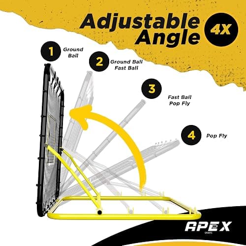Apex Sports 4x4.5 Ft Baseball Rebounder, Multi-Sport Trainer for Soccer and Volleyball, Adjustable Angles, Easy Storage, Durable Construction, Enhances Agility, Precision, Reflexes, Solo Practice thumbnail 2