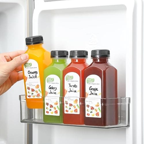 24 PACK, 12 OZ Reusable Thicker Plastic Juice Bottles with Caps, Leakproof | Plus 24 Labels & 2 Funnels, Clear Juicing Bottles for Juice, Smoothies, Ginger, Tea, Coffee -Food Grade & Travel & Freezable thumbnail 8