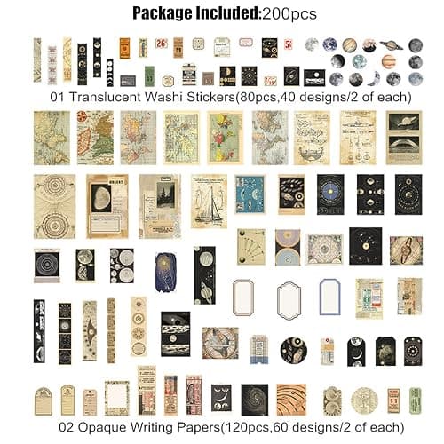 Esweny 200PCS Vintage Scrapbooking Supplies Kit for Journaling, Scrapbook Sticker Paper Pack for Junk Journal Planners Aesthetic Cottagecore Room Decor Wall Art Collage Album thumbnail 2