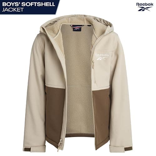 Reebok Boys Softshell Jacket - Soft Cozy Brushed Sherpa Fleece Lined Softshell Winter Coat Hooded Windbreaker Jacket for Boys thumbnail 2