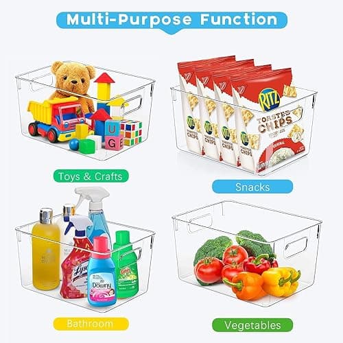 SKTEET Set of 8 Clear Plastic Storage Bins, 4 Large and 4 Small Stackable Storage Containers for Pantry Organization and Kitchen Storage Bins,Home Edit and Cabinet Organizers thumbnail 4