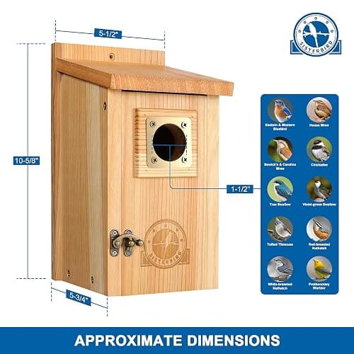 SISTERBIRD 2 Pack Bird Houses for Outside Clearance with Copper Guard, Cedar Bird House Outdoor, Bluebird Finch Swallow Wren Chickadee Assembly Required thumbnail 5