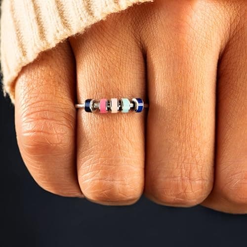 STORYJEWELLERY Fidget Ring, Anxiety Rings for Women, Spinner Ring, Silent Spinning Stress Rings, Fidget Jewelry, Womens Gifts thumbnail 2