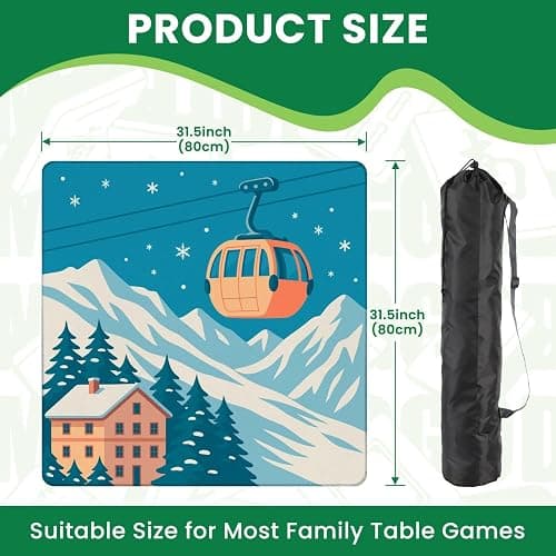Mahjong Mat for Table Ski Resort red Gondola Lift Chalet Mountain Landscape 31.5"x31.5" Non-Slip Noise Reduction American Mahjong Table Cloth for Poker Card Dominoes Tile Games Gifts thumbnail 2
