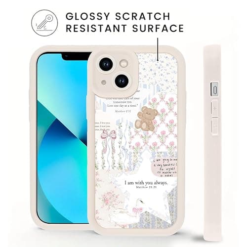 Aoldimu 2 Pack Collage Jesus Bible Verses Bow Phone Case for iPhone 13 mini 5.4" for Women Girls,God Jesus Faith Floral Bear Design Soft Shockproof Protective Cover for iPhone 13 mini thumbnail 4