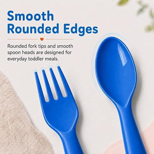 Muulaii 12 Pcs Kids Forks and Spoons, Plastic Kids Utensils Set, Blue | BPA free, Dishwasher Safe, PP Material, Brightly Colored, Easy to Grip, Sized for School Lunch Box, Fits from 2 Years Old thumbnail 5