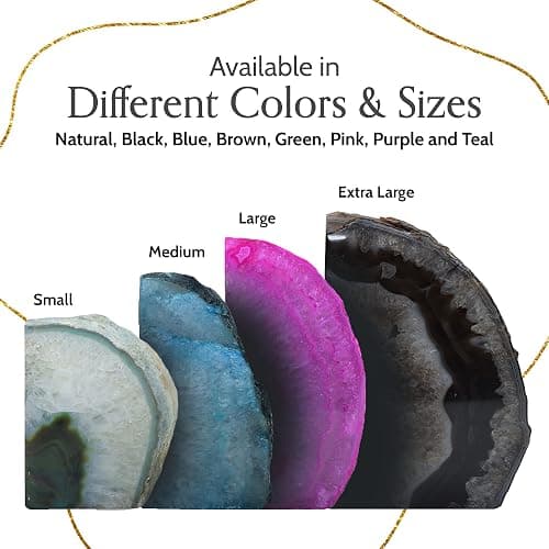 Nature's Decorations Agate Bookends - A Quality Green Geode with Non-Skid Rubber Bumpers for Shelves, Office, Home Decor, Heavy Duty Cute Stone (3-4 LB) thumbnail 4