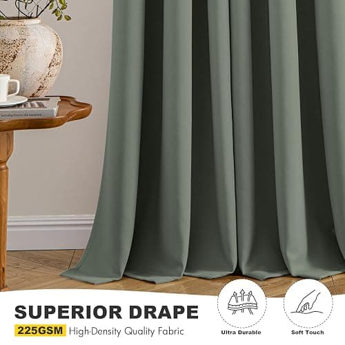 MIULEE Blackout Curtains for Bedroom Living Room 2 Panels, Thermal Insulated Room Darkening Drapes Grommet Noise Reducing Light Blocking Window Treatments 63 Inches Long 40x63 Inch Dark Mallard thumbnail 5