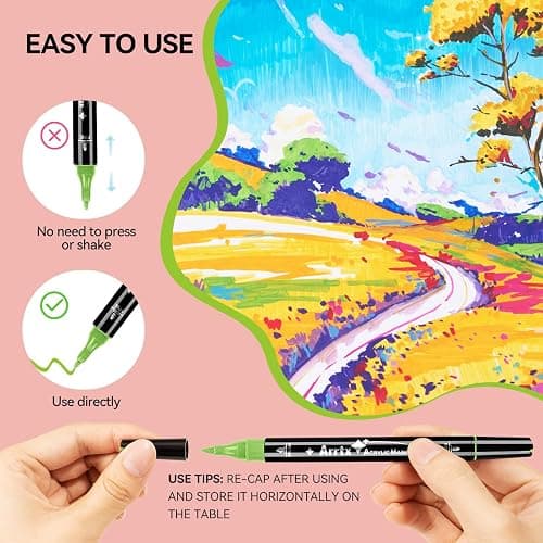 Arrtx Paint Markers Paint Pens, 112 Colors Acrylic Paint Pens Dual-Tip for Rock Painting, Ceramic, Wood, Plastic, Scrapbooking, Brush Lettering, Card Making, DIY Crafts (Fine Tip and Brush Tip) thumbnail 3