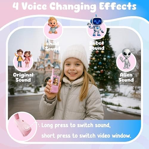 Video Walkie Talkies for Kids, 2 Pack Rechargeable Walkie Talkies with Screen, Indoor Outdoor Toy for 3 4 5 6 7 8 9 10 Year Old Girl, Christmas Birthday Gifts for Girls Age 3-12 (Pink) thumbnail 2