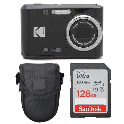 Kodak PIXPRO FZ45 Digital Camera (Black), Point & Shoot Camera Case, Sandisk 128GB SDXC Memory Card - Image 1