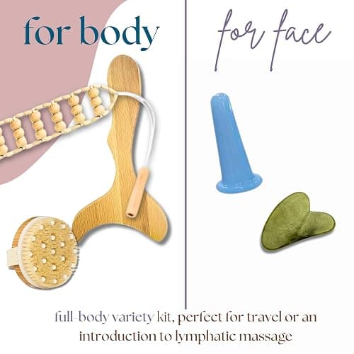Abundantly Made Co. | 6-Piece Lymphatic Drainage Variety Kit | Wooden, Jade & Silicone Tools for Maderoterapia, Gua Sha, Cupping & Dry Brushing | Body Sculpting, Fascia & Sore Muscle Relief thumbnail 2