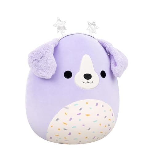 Squishmallows Original 14in Deontay The Purple Retriever with Birthday Confetti Belly and Star Headband – Official Jazwares Plush (Large) thumbnail 4