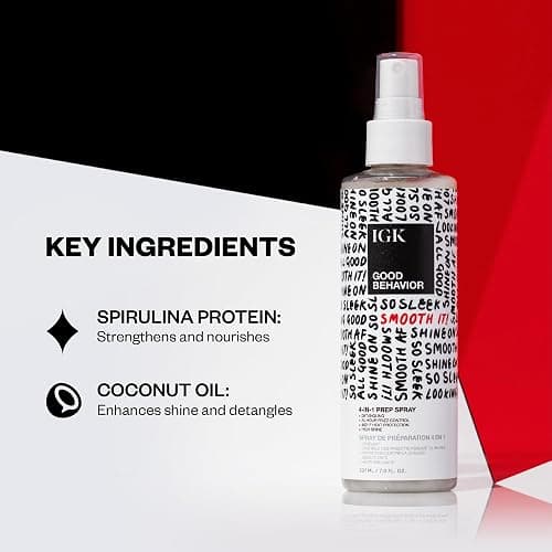 IGK GOOD BEHAVIOR 4-in-1 Prep Spray | Leave In + Detangle + Heat Protectant | Vegan + Cruelty Free | thumbnail 3