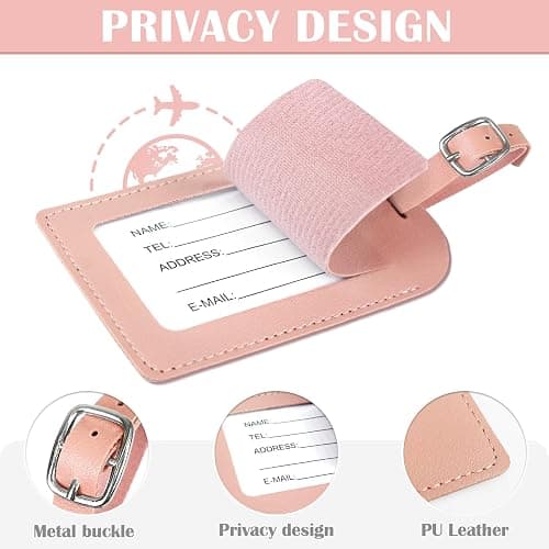 COSHAYSOO Pink Passport Cover Case Holder and Luggage Tag Set for Travel Women Teenager Girls with Initial Monogrammed Letter, Personalized Traveler Gifts Traveling Essential Accessories M thumbnail 4