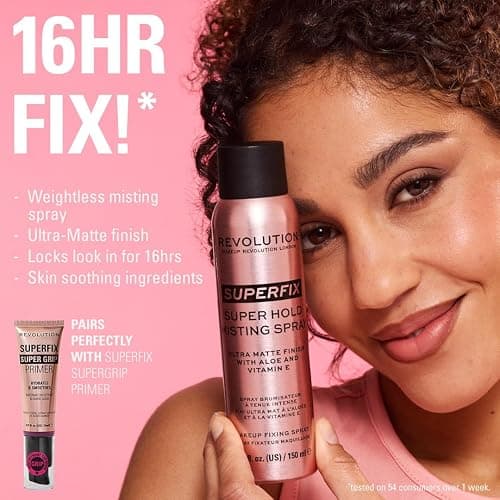 Revolution Superfix Misting Makeup Setting Spray | Ultra Matte & Shine-Free Finish, Long-Lasting Wear, Infused with Vitamin E, 5 fl oz thumbnail 3