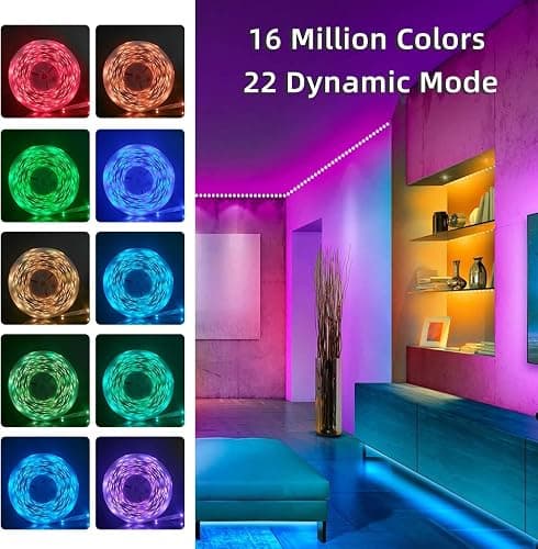 Lcutml 100FT Smart LED Strip Lights , RGB Strip Lights Sync to Music with 40 Key Remote Controller LED Lights for Bedroom, Christmas Lights decration (Multi-Colored, 100FT) thumbnail 3