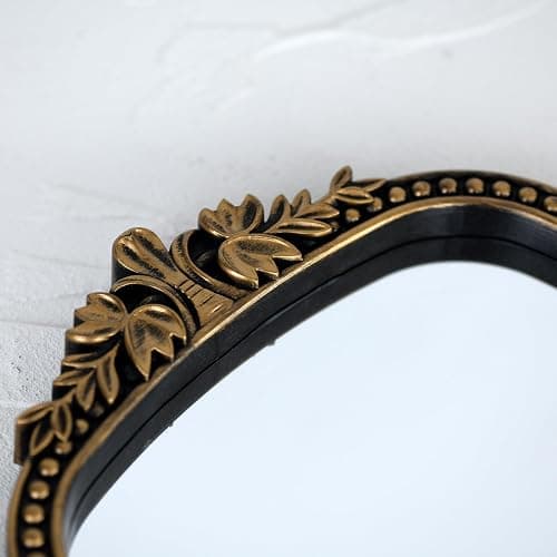 LuHeToz Vintage Gold Plastic Arched Makeup Mirror, Standing, Hanging or Wall Mount, Bathroom, Living Room, Bedroom Decorative Mirror (Bronze-10.6x8.6 inch) thumbnail 7