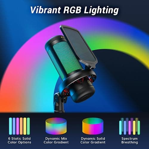 TONOR Gaming Microphone Set, USB Condenser Mic for PC with Stand, Controllable RGB, Quick Mute, Volume Control, for Twitch Streaming, Discord Chatting, 200 cm/78inch Cable, Desktop Stand TC310 thumbnail 4