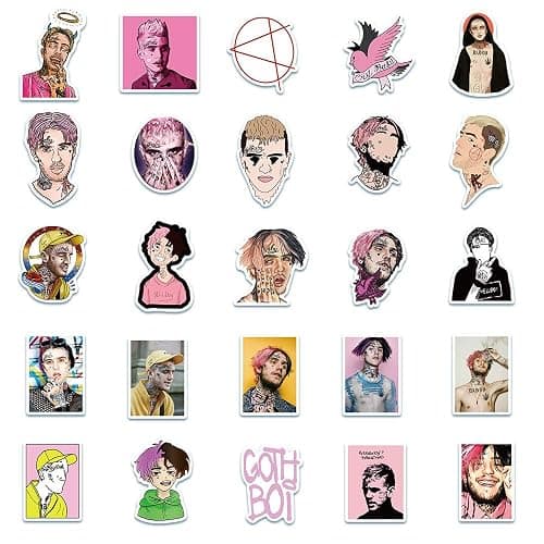YEESACG - 100Pcs Lil Peep Vinyl Waterproof Stickers Pack | Cool Rapper Singer Aesthetic Trendy Stickers for Laptop,Water Bottles,Phone,Bumper,Skateboard,Car Decal Stickers for Adults Teens thumbnail 5
