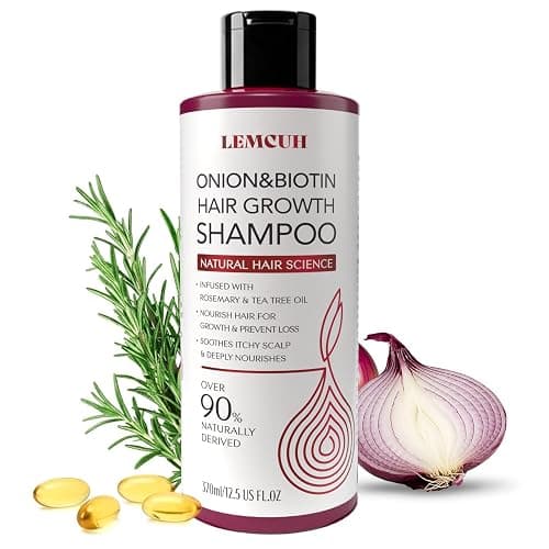 Onion & Biotin Hair Growth Shampoo: Infused With Natural Rosemary Tea Tree Anti Hair Loss Shampoo - Scalp Smooths Thickening Formula Support Hair Regrowth For Women Men 12.5Fl Oz - Image 1