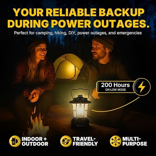 LUXPRO Retro LED Lantern - Battery-Powered Emergency Lantern - Water Resistant - Bright LED Lamp for Indoor & Outdoor Use - Use for Tents, Hiking or Hurricane Prep (Black, Pack of 1) thumbnail 6