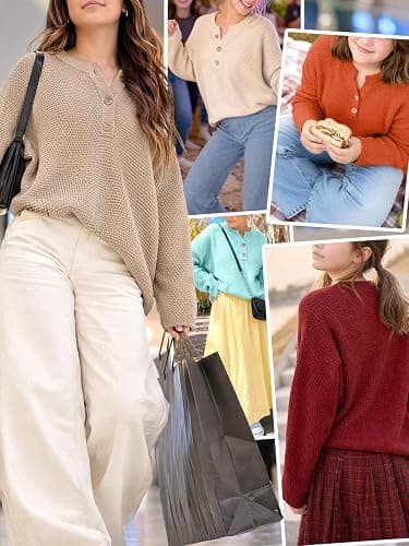 Girls Winter Sweaters 2026 Fashion Teen Tops Henley Kids V Neck Long Sleeve Loose Shirts Fall Warm Clothes thumbnail 4