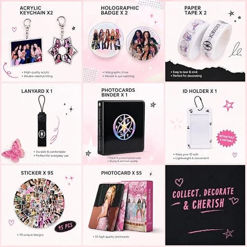 Merch Gifts Set, Including Photocards, Stickers, Photocards Binder,Lanyard | Keychain, Button Pins, ID Holder, Paper Tape for Katseye Fans Gift thumbnail 2