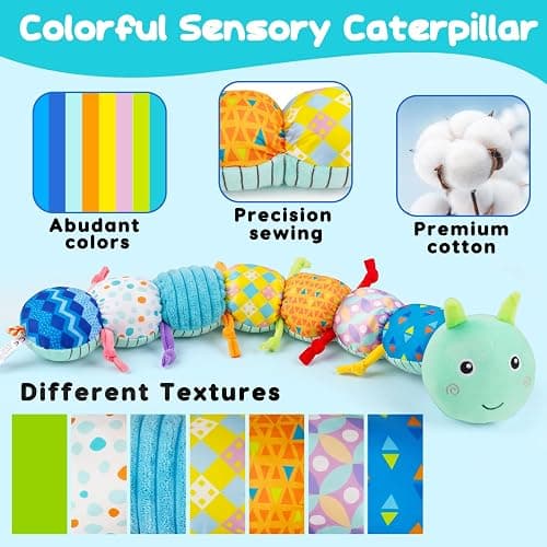 Baby Sensory Toys 0-6 Months Musical Stuffed Caterpillar Tummy Time Toys | Newborn Toys with Mirror Crinkle Rattle for Infants 0-3 3-6 Month 2 3 4 5 6-12 Month Old Babies Boy Shower Gift Essentials thumbnail 5