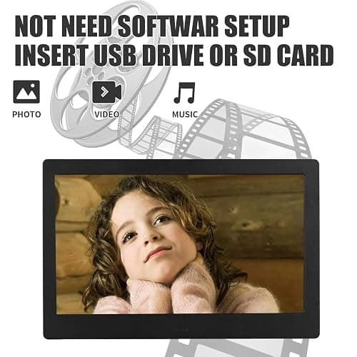 Haipky 7" HD IPS Digital Photo Frame - 1080P Video, Auto On/Off, Image Preview, MP3, Calendar, Clock, Remote Control, Black thumbnail 6
