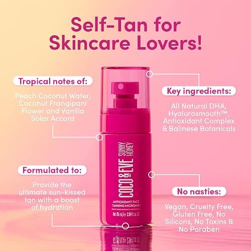 Coco & Eve Antioxidant Tanning Micromist. Sunless Self Tanning Face Mist with Antioxidants to Boost Hydration. Quick, Flawless, Streak Free Face Tan. (2.54 fl oz) thumbnail 4