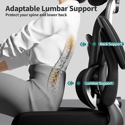 TRALT Office Chair Ergonomic Desk Chair, 330 LBS Home Mesh Office Desk Chairs with Wheels, Comfortable Gaming Chair, High Back Office Chair for Long Hours (Black) thumbnail 5