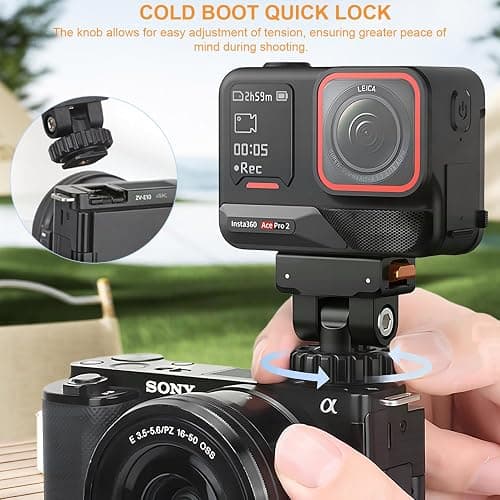 Desiontal Cold Shoe Adapter Mount with Magnetic Quick Mount Holder, 160 Tilt Adjustable, Universal Action Camera Accessory for Insta360 Ace Pro2 / AcePro / Ace, with 1/4" Screw Hole thumbnail 4