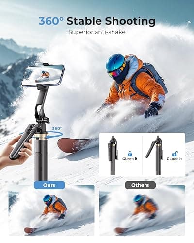 72" Phone Tripod, Tripod for iPhone with Wireless Remote Control, Portable Selfie Stick for iPhone, Live Streaming, Video Recording, Compatible with Cell Phones, Cameras thumbnail 2