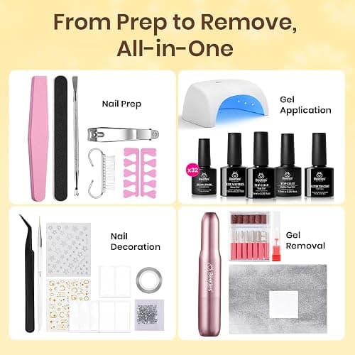 Beetles Gel Nail Polish Kit with U V Light - 55Pcs 32 Color Gel Nail Kit | LuliCore Polka Set with Nail Drill Base Top Coat Professional Manicure Set Home Salon DIY Gifts for Women thumbnail 2