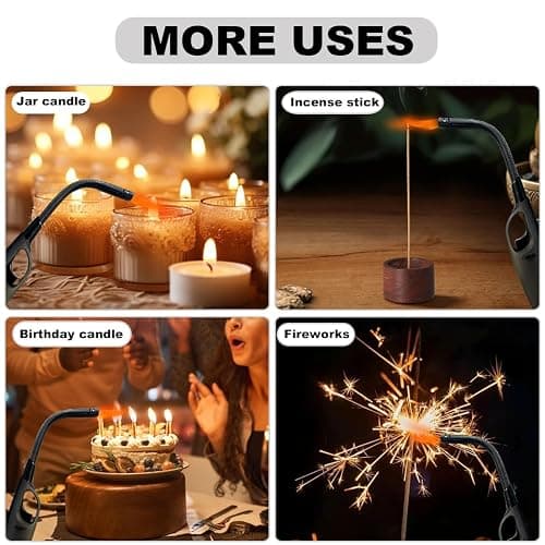 4 Pack Lighter Refillable Butane Lighters, Long Lighters for Candle Camping Fireplace Party BBQ Grill(Fuel Not Included) thumbnail 6
