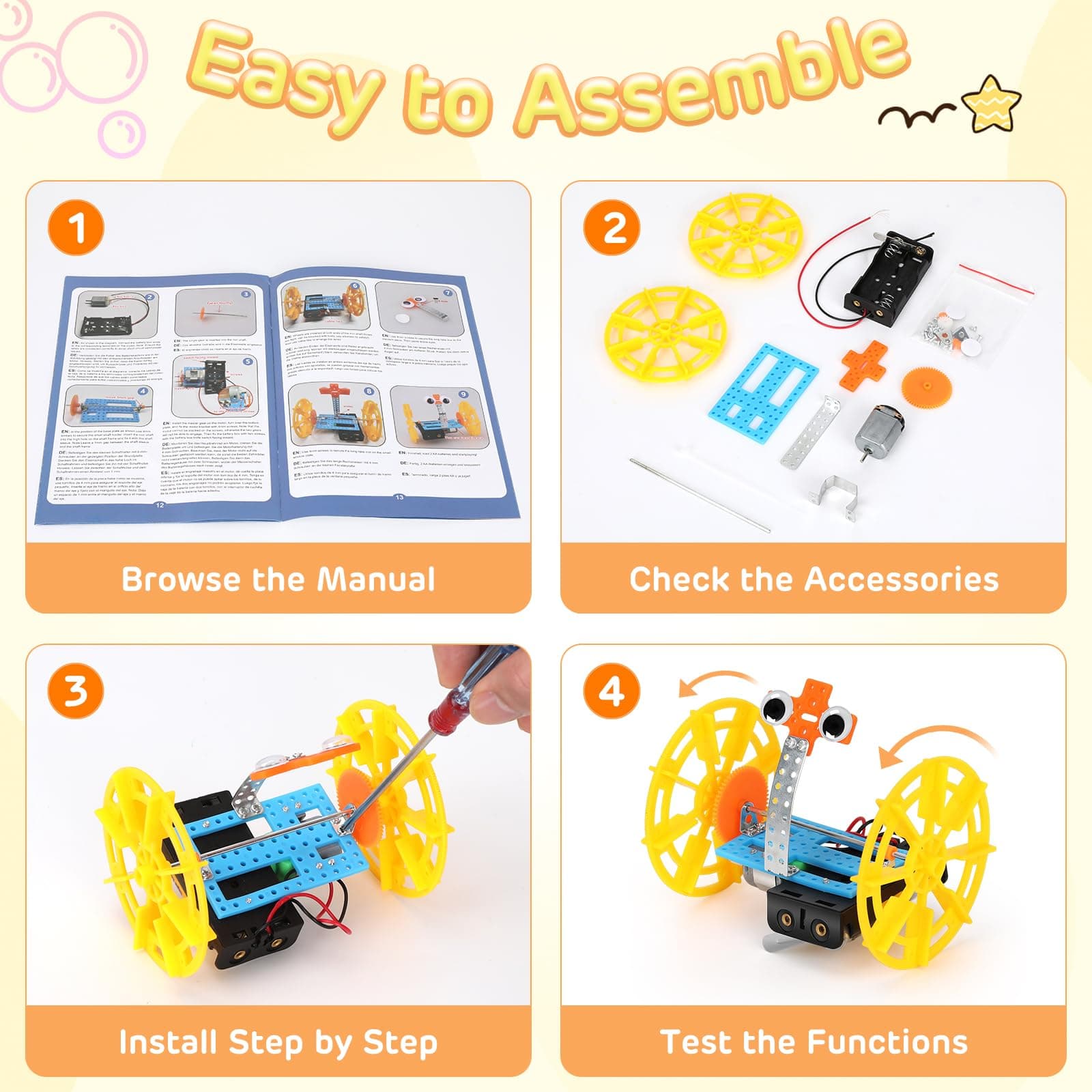 Eocean Science Kit for Kids 8-12, DIY Toys for Boys 7–8 Years Old, 6 in 1 Robotics Kit STEM Toys for Kids Ages 6 7 8 9 10 11 12, Science Experiment Learning & Education Toy Gift thumbnail 4