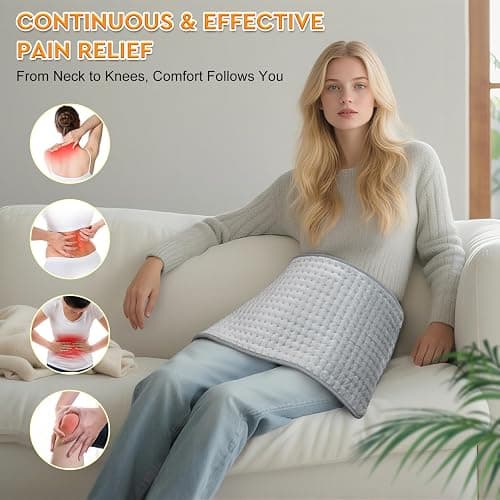 LANVA Heating Pad for Back Pain & Period Cramps Relief - Christmas Gifts for Women Men Mom Dad, Portable Electric Neck and Shoulder Heating Pads Large, 10 Heat Settings, ETL Certified, 12"x24" thumbnail 2